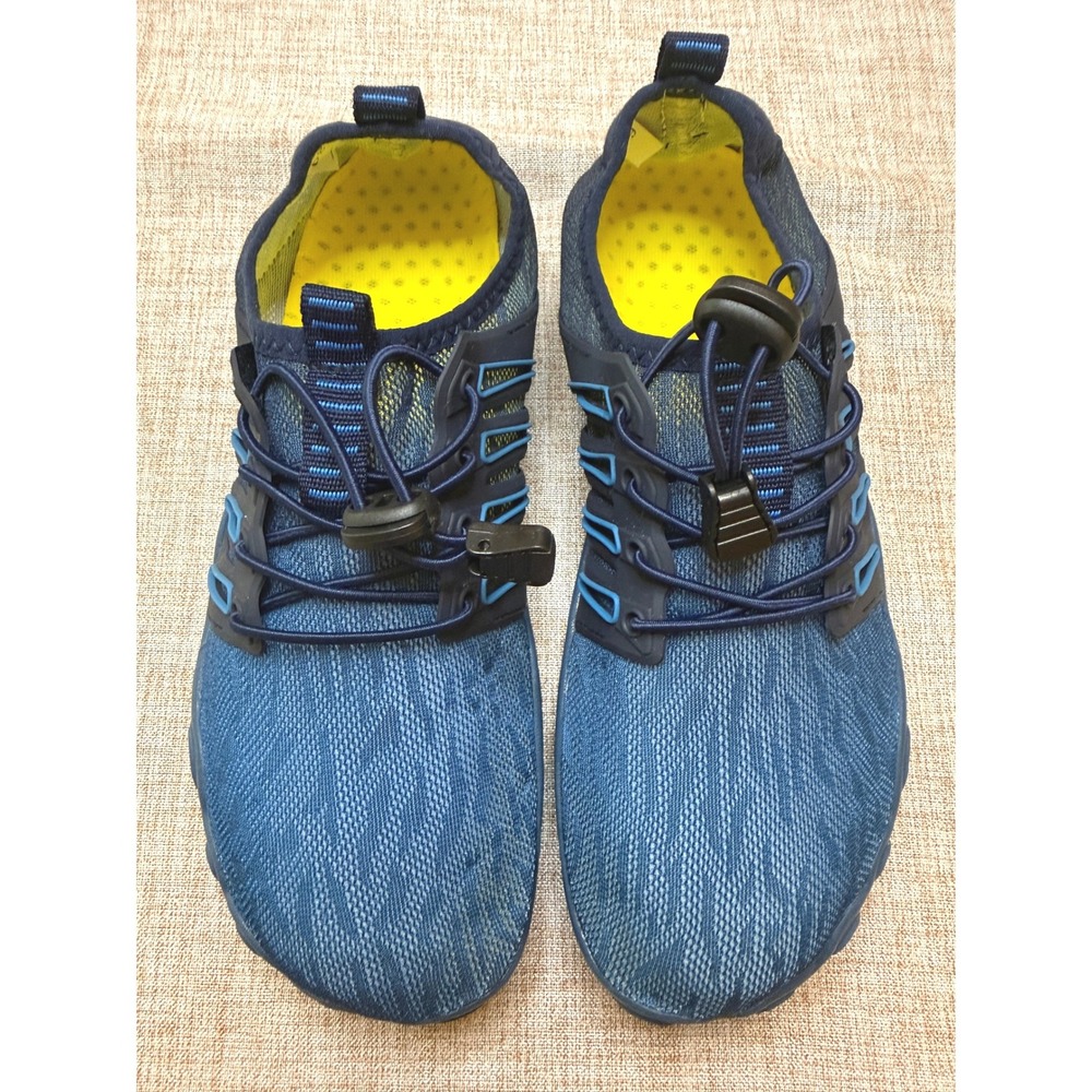 Barefoot Water Shoes Blue Yellow Minimalist Hiking Swim Shoes Womens Size 8-8.5